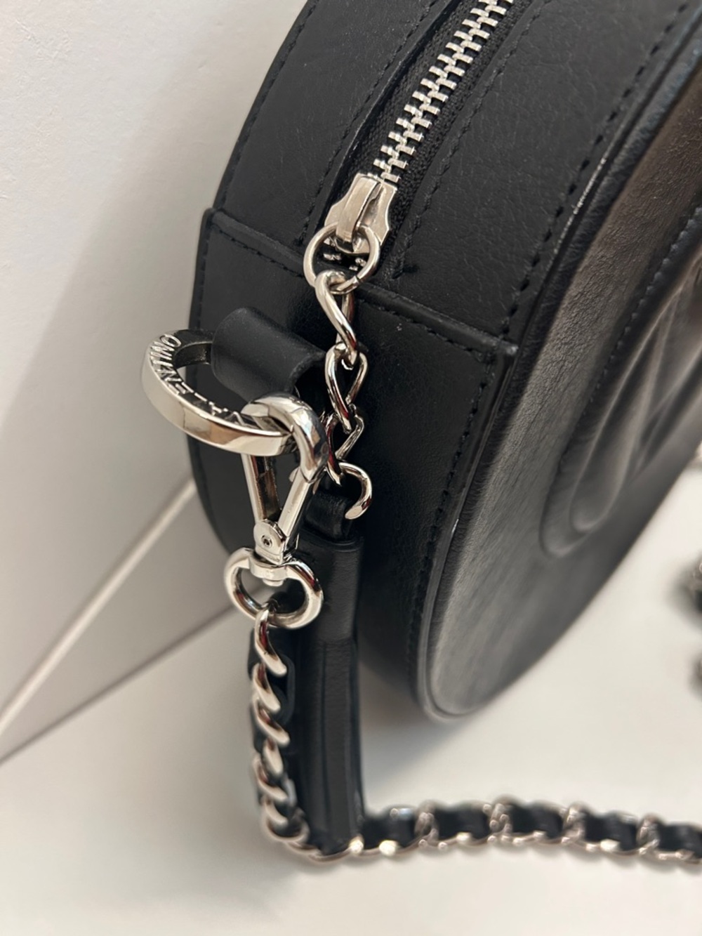 Valentina Black Round Crossbody with Chain Strap - Picture 4 of 7